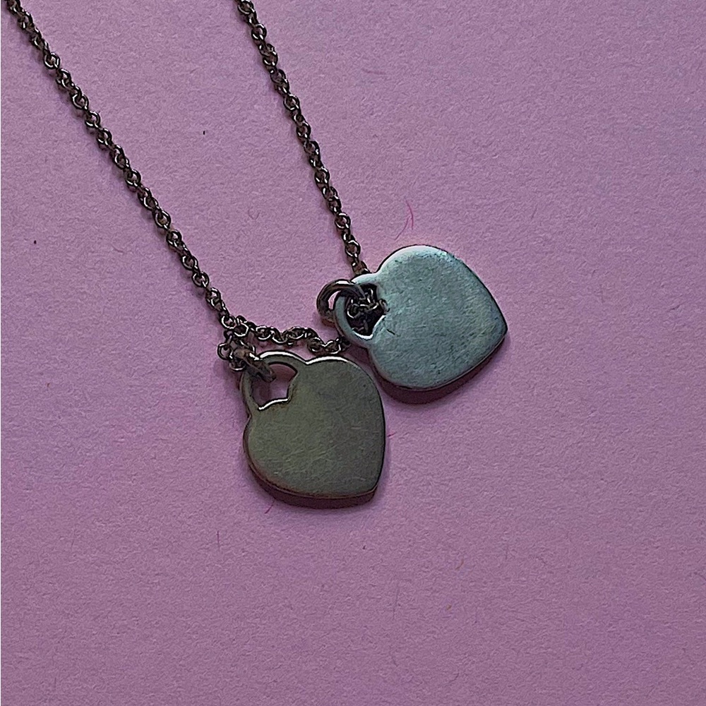 Return to Tiffany Pink Double Heart Tag Pendant - Picture 2 of 4